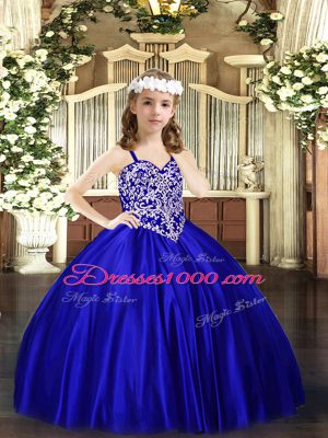 Simple Sleeveless Lace Up Floor Length Beading Pageant Dress for Teens