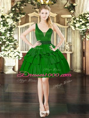 New Arrival Straps Sleeveless Lace Up Quinceanera Gown Dark Green Organza