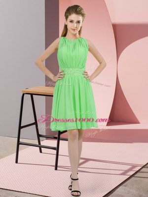 Unique Apple Green Empire Scoop Sleeveless Chiffon Knee Length Zipper Sequins Vestidos de Damas