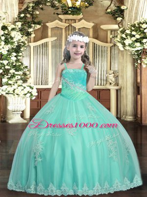 Elegant Sleeveless Appliques and Sequins Lace Up Girls Pageant Dresses