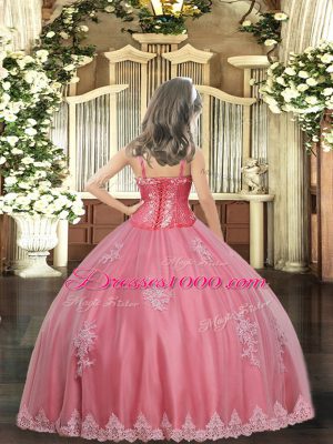 Elegant Sleeveless Appliques and Sequins Lace Up Girls Pageant Dresses