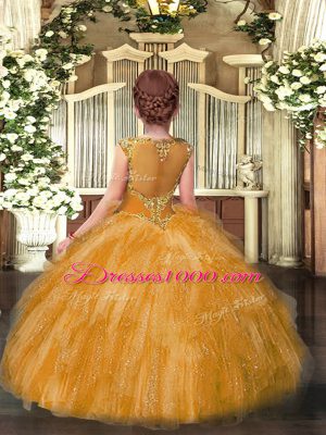 Trendy Beading and Ruffles Winning Pageant Gowns Red Zipper Sleeveless Floor Length