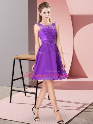 Elegant Chiffon Sleeveless Knee Length Court Dresses for Sweet 16 and Appliques