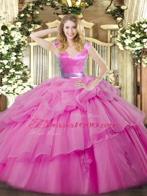 Elegant Lilac Sleeveless Ruffled Layers Floor Length Quinceanera Dress