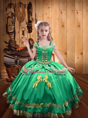 Custom Fit Sleeveless Lace Up Floor Length Beading and Embroidery Winning Pageant Gowns