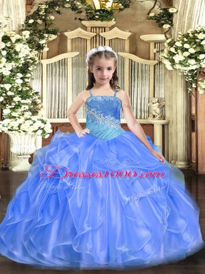 Organza and Sequined Sleeveless Floor Length Pageant Dress Toddler and Ruffles and Sequins