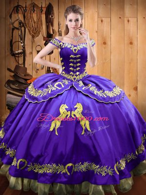 Pretty Eggplant Purple Lace Up 15th Birthday Dress Beading and Embroidery Sleeveless Floor Length