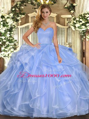 Light Blue Sweetheart Lace Up Ruffles 15 Quinceanera Dress Sleeveless