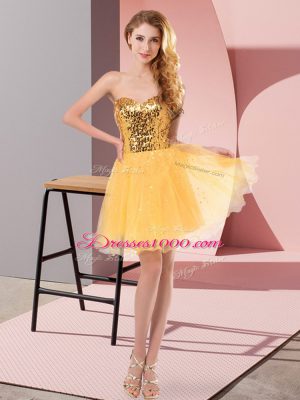 Superior Gold Sweetheart Neckline Sequins Prom Dress Sleeveless Zipper