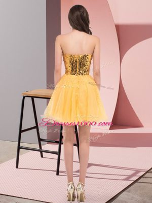 Superior Gold Sweetheart Neckline Sequins Prom Dress Sleeveless Zipper