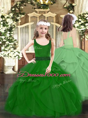 Chic Organza Sleeveless Floor Length Ball Gown Prom Dress and Ruffles