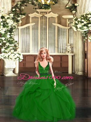 Chic Organza Sleeveless Floor Length Ball Gown Prom Dress and Ruffles