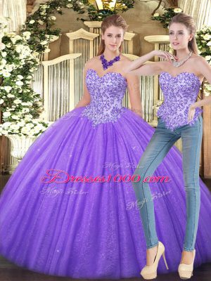 Sweetheart Sleeveless Tulle Quinceanera Dresses Appliques Zipper