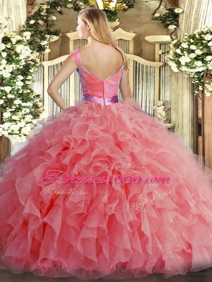 Unique Floor Length Zipper Sweet 16 Dresses Lilac for Military Ball and Sweet 16 and Quinceanera with Ruffles