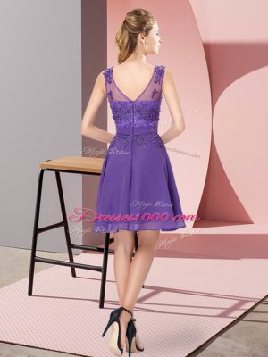 Sweet Empire Vestidos de Damas Lavender Scoop Chiffon Sleeveless Knee Length Zipper