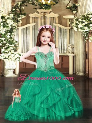 Excellent Aqua Blue Lace Up Vestidos de Quinceanera Beading and Ruffles Sleeveless Floor Length