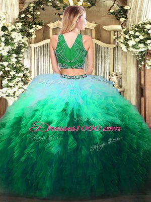 Free and Easy Sleeveless Beading and Ruffles Zipper Vestidos de Quinceanera