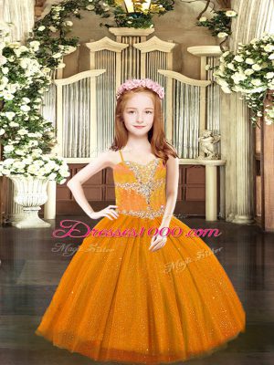 Trendy Sleeveless Beading Lace Up Child Pageant Dress