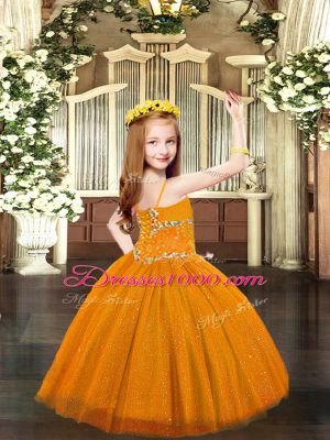 Trendy Sleeveless Beading Lace Up Child Pageant Dress