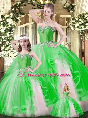 Floor Length Green Quinceanera Dress Sweetheart Sleeveless Lace Up