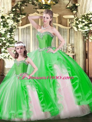 Floor Length Green Quinceanera Dress Sweetheart Sleeveless Lace Up