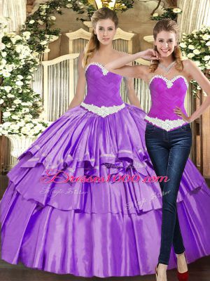 Flirting Floor Length Eggplant Purple Ball Gown Prom Dress Sweetheart Sleeveless Lace Up