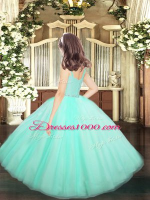 Perfect Ball Gowns Little Girls Pageant Dress Lavender Straps Tulle Sleeveless Floor Length Zipper