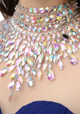 Adorable Empire Prom Dress Blue Sweetheart Chiffon Sleeveless Mini Length Zipper