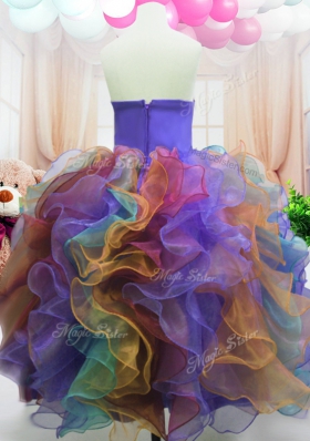 Classical Ball Gowns Girls Pageant Dresses Multi-color Strapless Organza Sleeveless Floor Length Zipper