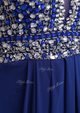 Latest Floor Length A-line Sleeveless Royal Blue Homecoming Dress Zipper