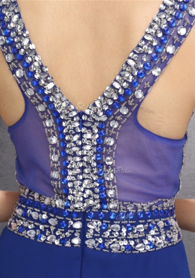 Latest Floor Length A-line Sleeveless Royal Blue Homecoming Dress Zipper