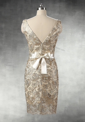 Mini Length Zipper Prom Dress Champagne and In for Party and Wedding Party with Beading and Lace