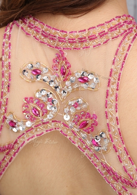 Romantic Red Zipper Scoop Beading Prom Gown Chiffon Sleeveless