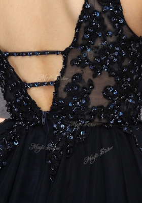 Square Mini Length Zipper Black and In for Prom with Beading
