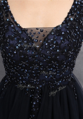 Square Mini Length Zipper Black and In for Prom with Beading