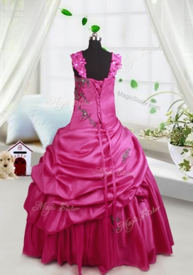 Super Pick Ups Ball Gowns Little Girls Pageant Gowns Hot Pink Straps Satin Sleeveless Floor Length Lace Up