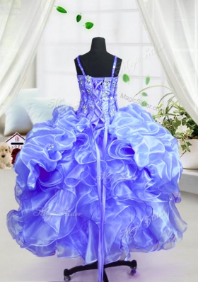 Sleeveless Beading and Ruffles Lace Up Little Girl Pageant Gowns