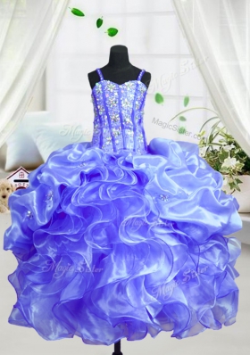 Sleeveless Beading and Ruffles Lace Up Little Girl Pageant Gowns