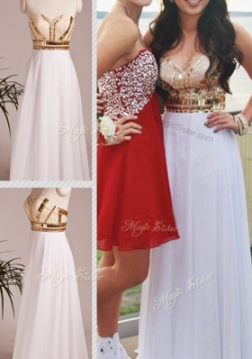 Sweetheart Sleeveless Chiffon Evening Dress Beading Zipper
