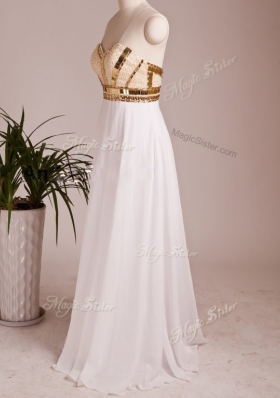 Sweetheart Sleeveless Chiffon Evening Dress Beading Zipper