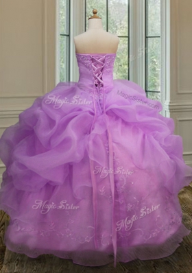 Flirting Pick Ups Strapless Sleeveless Lace Up Sweet 16 Dress Lilac Organza