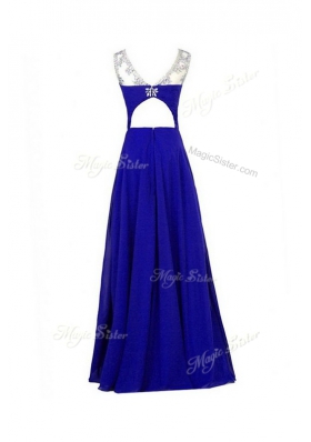 Ideal Royal Blue Prom Dresses Prom and Party and For with Beading Bateau Sleeveless Zipper