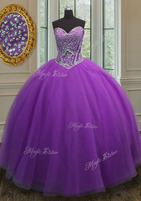 Pretty Floor Length Ball Gowns Sleeveless Eggplant Purple Sweet 16 Dress Lace Up