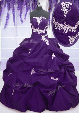 Sleeveless Appliques and Pick Ups Lace Up Ball Gown Prom Dress