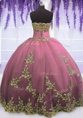 Sweet Lilac Sleeveless Appliques Floor Length Sweet 16 Dress
