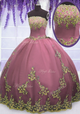 Sweet Lilac Sleeveless Appliques Floor Length Sweet 16 Dress