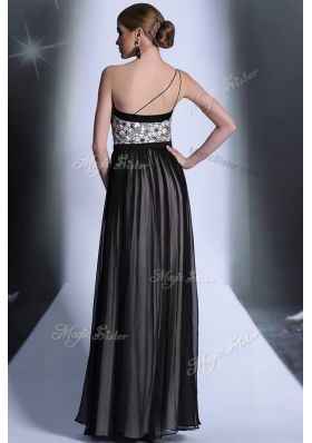 Black Empire Chiffon Strapless Sleeveless Appliques Floor Length Side Zipper Prom Gown