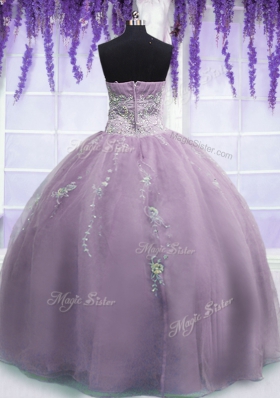 Chic Ball Gowns Sweet 16 Quinceanera Dress Lilac Sweetheart Organza Sleeveless Floor Length Zipper