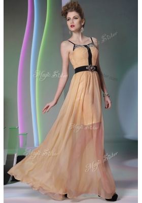 Custom Design Chiffon Sleeveless Floor Length and Appliques