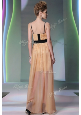 Custom Design Chiffon Sleeveless Floor Length and Appliques